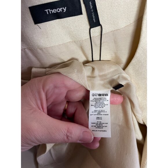 Theory Womens Cropped Jacket Size 12 Light Linen Luxe Beige NWT - Picture 10 of 12